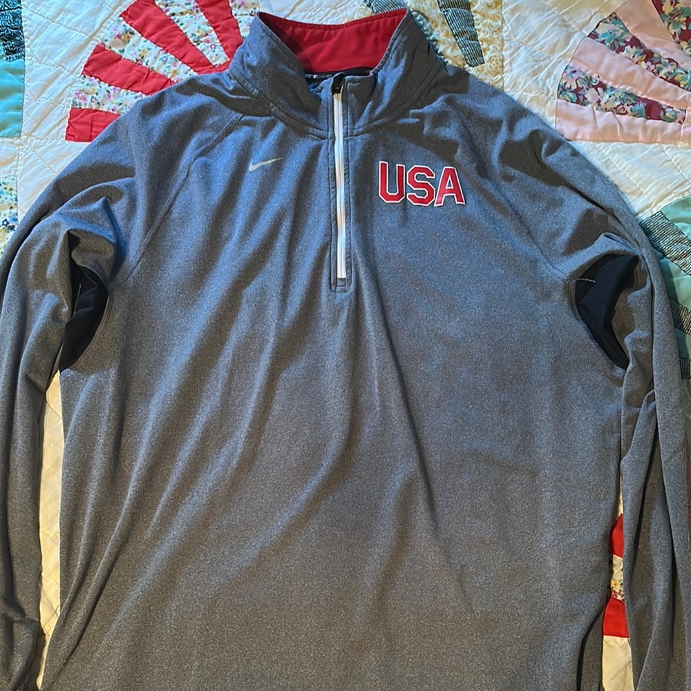 Nike Blue/Grey USA Drifit Quarter-Zip Pullover